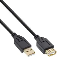 InLine USB 2.0 Verlängerung, ST / BU, Typ A, schwarz, Kontakte gold, 10m, 10 m, USB A, USB A, USB 2.0, Stecker/Buchse, Schwarz