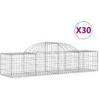 vidaXL Gabionen mit Hochbogen 30 Stk. 200x50x40/60 cm Verzinktes Eisen