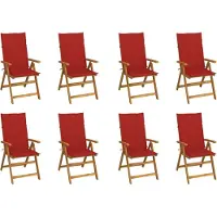 vidaXL "2026 Promotion" Klappbare Gartenstühle mit Kissen 8 Stk. - Hohe Qualität - Massivholz Akazie - Gartenstühle CC4001