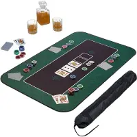Relaxdays Pokermatte 100 x 60 cm, Texas Holdem, Pokertischauflage groß, rutschhemmend, Polyester, Pokerzubehör, grün