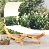 vidaXL Möbel Sonnenliege mit Dach 100x200x126 cm Bugholz Massiv Creme - Gartenliegen &8956
