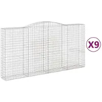 vidaXL Gabionen mit Hochbogen 9 Stk. 400x50x200/220cm Verzinktes Eisen