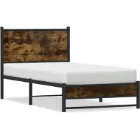 vidaXL Metallbett ohne Matratze Räuchereiche 100x200 cm
