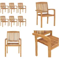 vidaXL Stapelbare Gartenstühle 6 Stk. Massivholz Teak - Gartenstuhl - Gartenstühle - Holzstuhl - Holzstühle