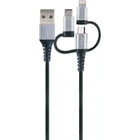 Schwaiger LKU 100, 1,5 m, USB A, Micro-USB B, USB 2.0, 0,48 Gbit/s, Schwarz, Silber