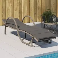vidaXL Möbel Sonnenliege mit Auflage Grau 60x199x42 cm Poly Rattan - Gartenliegen &40507