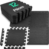 Hulser Fitness Puzzlematte - 30 x 30 x 1 cm - 12 Stück - 1,08 m2 - Bodenschutzmatten - Fitnessmatte Unterlegmatten Schutzmatten