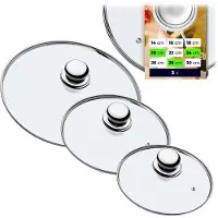 Kadax Topfdeckel "Vicenza", hitzebeständiger Deckel-set aus Glas mit griff, drei Größen (20+24+28 cm)