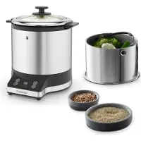 WMF KÜCHENminis Reiskocher mit Lunch-to-go-Box, Edelstahl, 1 l, LED, Glas, 220 W, 220 - 240 V