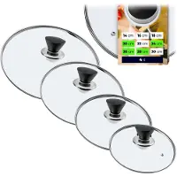 Kadax Topfdeckel "Taranto", hitzebeständiger Deckel-set aus Glas mit griff, drei Größen (20+24+26+28 cm)