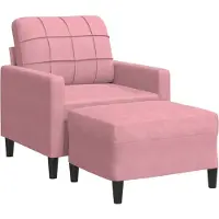 Syfax Sessel mit Hocker Rosa 60 cm Samt
