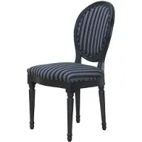 Ebuy24 Rokoko/Amaretta Esszimmerstuhl antik schwarz, Stoff schwarz gestreift.