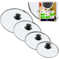 Kadax Topfdeckel "Caserta", hitzebeständiger Deckel-set aus Glas mit griff, drei Größen (20+24+26+28 cm)