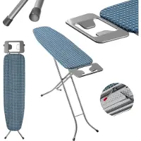 Kadax Bügelbrett mit hitzebeständiger Bügeleisenablage, Robuster Bügeltisch mit stabilen Beinen (Blau)