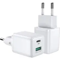 JOYROOM Netzladegerät (Eu-Stecker) Usb / Usb Typ C 30W Power Delivery Quickcharge 3.0 Afc Fcp Weiss (L-Qp303)
