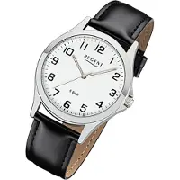 Regent Herren Uhr Lederarmband 1112422 Analog Leder Armbanduhr schwarz UR1112422