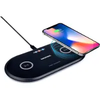 Grundig Qi Ladestation - Kabelloses Ladegert fr 2 Gerte - 2 x 10W - Inkl. USB-Ladekabel - Geeignet fr Apple- und Android-Gerte - Schwarz