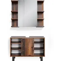 Vicco Badmöbel-Set Fynn Eiche rustikal 2 Teile, Unterschrank 80 cm, Model 36679