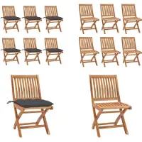 vidaXL Klappbare Gartenstühle mit Kissen 6 Stk. Massivholz Teak - Gartenstuhl - Gartenstühle - Holzstuhl - Holzstühle
