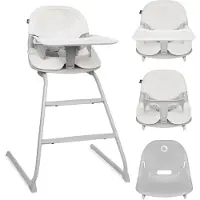 Lionelo Hochstuhl und Sitzstuhl Dalia - 2-in-1 - Ab 6 Monaten bis 60 kg - Spülmaschinenfestes Tablett - Werkzeuglose Montage - Grau