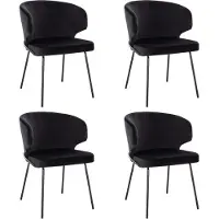 HOME DELUXE - Polsterstuhl AMARA- 4 Stück, Farbe: Samt Schwarz - weiche Polsterung, bis 120 kg belastbar I Küchenstuhl Speisestühle Esszimmerstühle