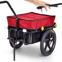 Samax Lastenanhänger / Fahrradanhänger für 60 Kg / 70 Liter mit Kupplung in Rot