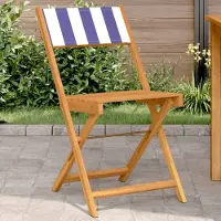 vidaXL "im Angebot" Bistrostühle 2 Stk. - bis 150 kg - Blau und Weiß Massivholz Akazie & Stoff - Stapelsessel CC16890