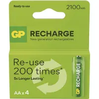 GP - Recharge Rechargeable Battery, Size AA, 2100 mAh, 4-pack