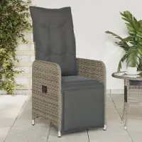 vidaXL "im Angebot" Gartensessel mit Kissen 2 Stk. - bis 150 kg - Verstellbar Grau Poly Rattan - Stapelsessel CC16829