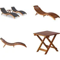 vidaXL Sonnenliegen 2 Stk. mit Tisch und Auflagen Massivholz Akazie - Gartenliege - Gartenliegen - Sonnenliege - Sonnenliegen