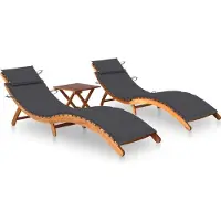 Prolenta Maison Exclusive - Sonnenliegen 2 Stk. mit Tisch und Auflagen Massivholz Akazie