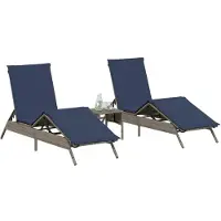 vidaXL Sonnenliegen 2 Stk. mit Tisch Grau Poly Rattan