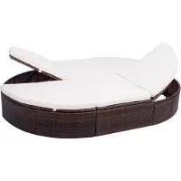 Syfax Outdoor-Loungebett mit Kissen Poly Rattan Braun