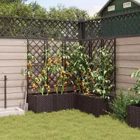 vidaXL Möbel Beete - Braun - CLORIS Garten-Pflanzgefäß 5 pcs - Braun 120x120x143 cm Kunststoff,15.53 Kg - 361748