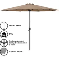 Casa.pro Sonnenschirm Schirm Marktschirm Kurbelschirm Garten Beige / 230x300cm / 5,7kg / Stahl / Polyester 160g/m² []