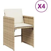 vidaXL Gartenstühle mit Kissen 4 Stk. Beige Poly Rattan