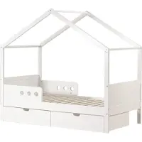 Rebecca Mobili Kinderbett Rihan 151x170x86 Kiefern Weiß Hellbraun Skandinavisch