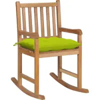 vidaXL Möbel Schaukelstuhl mit Hellgrünem Kissen Massivholz Teak - Gartenstühle &34294