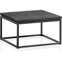 FineBuy Design Couchtisch quadratisch 60 cm Mango Massivholz schwarz · Wohnzimmertisch mit Metallgestell · moderner Massivholztisch Industrial Stil