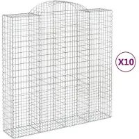 vidaXL Gabionen mit Hochbogen 10Stk. 200x50x200/220cm Verzinktes Eisen