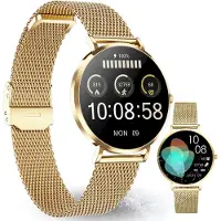 Xlyne XCOAST Damen Smartwatch SIONA 2 Nano Gold - sehr kleine Smartwatch: 38mm Durchmesser, 6,9mm flach, 6 Tage Akku, AMOLED Touch-Display, Fitnesstracker