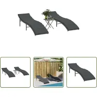 The Living Store Sonnenliegen 2 Stk. mit Tisch Grau Poly Rattan