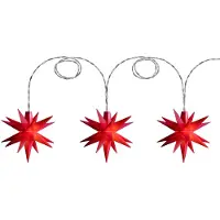 Sterntaler Sternenkette | Baby-Sternenkette | 3 Sterne | 18 Zacker | 8cm | Innen | LED | Batterie | mit Timer, Farbe:rot