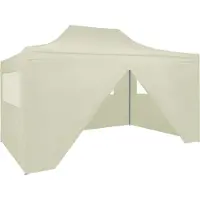 Syfax Profi-Partyzelt Faltbar mit 4 Seitenwänden 3×4m Stahl Creme