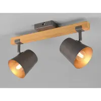 Meine Wunschleuchte LED Deckenstrahler 2-flammig mit Holz Beleuchtung Flur, Diele und Treppenhaus