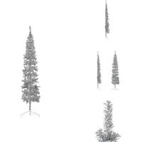 vidaXL Künstlicher Halb-Weihnachtsbaum Ständer Schlank Silbern 210 cm - Weihnachtsbäume