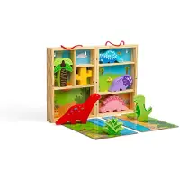Bigjigs Dinosaurier Spielset Holzspielzeug Reisebox