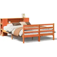 Syfax Massivholzbett mit Regal ohne Matratze Wachsbraun 150x200 cm