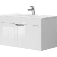 Vicco Waschbeckenunterschrank Stefanie Weiß 2 Teile, Unterschrank 80 cm, Model 40056
