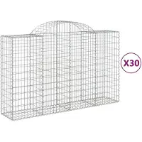 vidaXL Gabionen mit Hochbogen 30Stk. 200x50x120/140cm Verzinktes Eisen